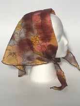 Nylon Floral Print Earthtone Head Scarf