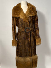 1970s Two Tone Brown Faux Fur Astraka of London Belted Coat