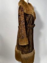 1970s Two Tone Brown Faux Fur Astraka of London Belted Coat