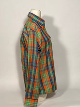Vintage Plaid 1980s Ski Shell Green Orange By Saska Skiwear