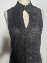 1970s Black Silver Lame Sleeveless Maxi Dress By Johnnye