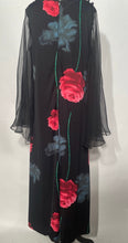 1970s Sheer Sleeve Floral Maxi Caftan Dress