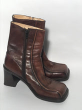 Brown Leather 3.25" Platform Boots Size 40