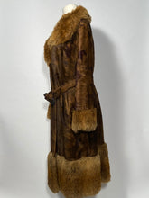 1970s Two Tone Brown Faux Fur Astraka of London Belted Coat