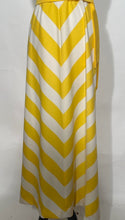 1970s Butte Knit Yellow & White Chevron Striped Maxi Halter Dress