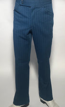 1970s Polyester Disco Pant Blue Black Knit Flare Pants 30x30