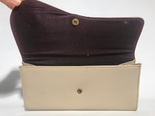 Two Tone Tan 1970s Button Vinyl Clutch