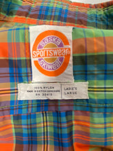 Vintage Plaid 1980s Ski Shell Green Orange By Saska Skiwear