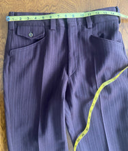 1970s Polyester Disco Pant Brown Pinstripe Knit Flare Pants 30x32