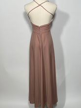 1970s Sand Brown Maxi Dress Double Strap Criss Cross Back
