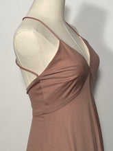 1970s Sand Brown Maxi Dress Double Strap Criss Cross Back