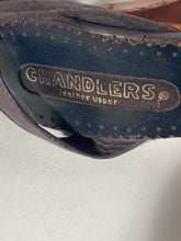 Blue Chandler Navy Leather 1970s Wood Platform Spike Heels