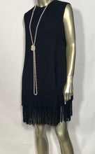 Vintage Black Fringe Shift Flapper Style Dress Costume With Pearls