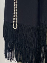 Vintage Black Fringe Shift Flapper Style Dress Costume With Pearls