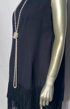 Vintage Black Fringe Shift Flapper Style Dress Costume With Pearls