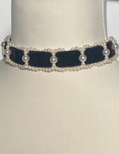 Black Velvet Ribbon & Pearl Choker Necklace