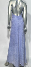 1970s Purple Criss Cross Back Slit Front  Ribbed Terrycloth Maxi Dress