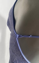 1970s Purple Criss Cross Back Slit Front  Ribbed Terrycloth Maxi Dress