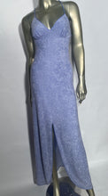 1970s Purple Criss Cross Back Slit Front  Ribbed Terrycloth Maxi Dress