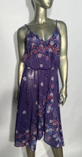 Disco Dress Purple Floral Handkerchief Bottom Disco Dress XS