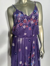 Disco Dress Purple Floral Handkerchief Bottom Disco Dress XS