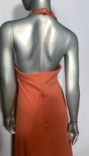 Tri Colored 1970s Halter V Neck Maxi Dress