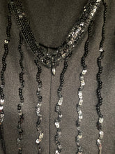 1970s Black Sequin Belted Bell Bottom Jumpsuit By Lee Jordan
