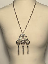 Silver Colored Aztec Design Tassel Necklace