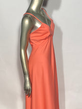 Coral 70s Maxi V Neck Spaghetti Strap Dress Size Small