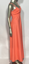 Coral 70s Maxi V Neck Spaghetti Strap Dress Size Small