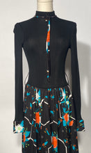 Vintage Italian Black Floral 1970s Maxi Dress No Belt