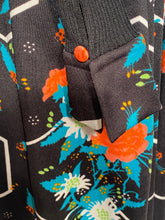 Vintage Italian Black Floral 1970s Maxi Dress No Belt