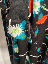 Vintage Italian Black Floral 1970s Maxi Dress No Belt