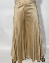 1970s Gold Lame Wide Legged Bell Bottom Flare Pants