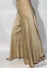 1970s Gold Lame Wide Legged Bell Bottom Flare Pants