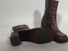Brown Leather 3.25" Platform Boots Size 40