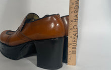 Brown Leather 4” Platform Shoes Size 11.5