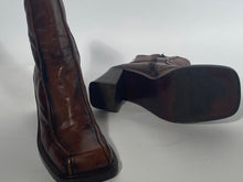 Brown Leather 3.25" Platform Boots Size 40