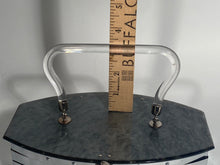 1950s Dorset Rex Silver Metal Rectangular Box Purse With Lucite Top & Handle