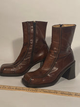 Brown Leather 3.25" Platform Boots Size 40