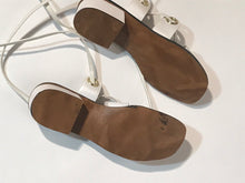 Early 70s White Vinyl Lace Up Ankle Gladiator Style Flats