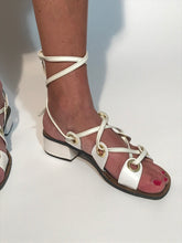 Early 70s White Vinyl Lace Up Ankle Gladiator Style Flats