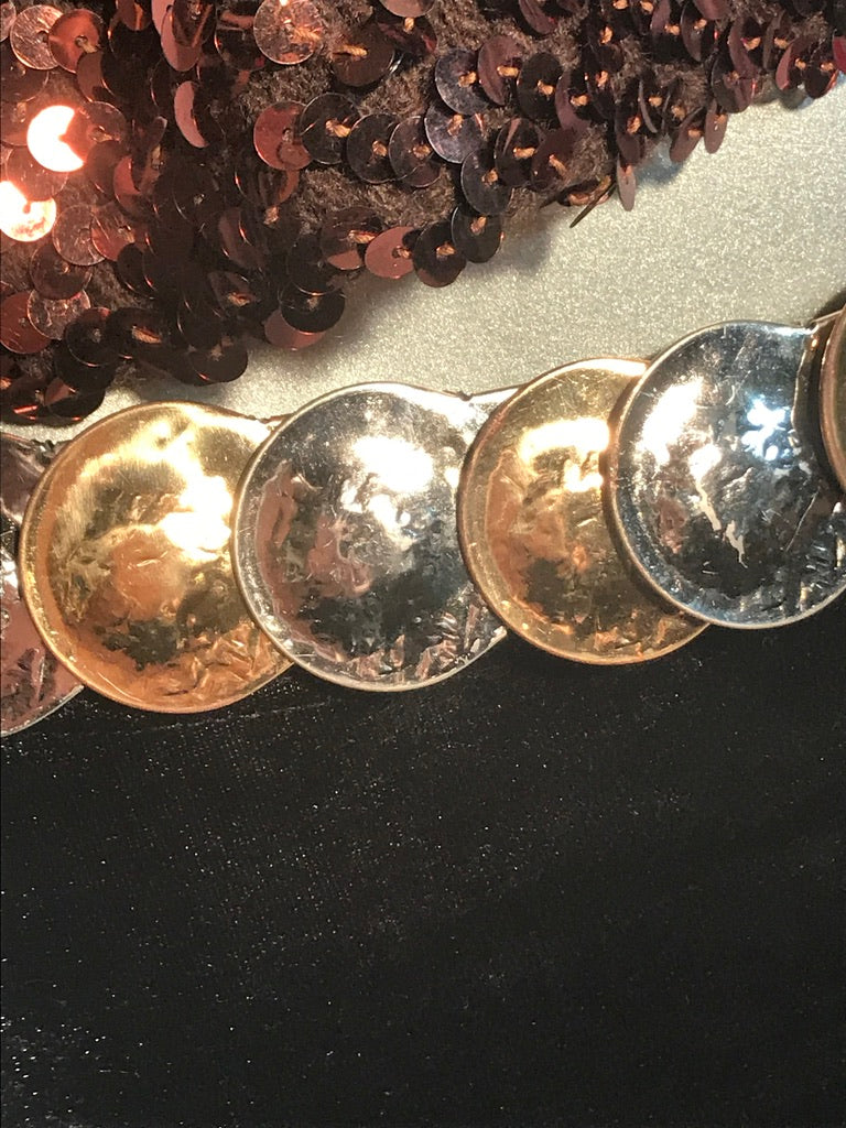 Copper gold and silver coin disc belt Western Fashion 541-TRQ-S Gypsy Belt with Fringes & Coins&  main image 3