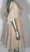 1970's Helft's Layered Ruffled Off Shoulder Rose Bud Front Dress