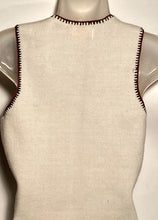 1970s White Sleeveless Button Up Acrylic Knit Vest Top