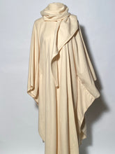 1970s Spring Virgin Wool Hooded Cream Poncho Cape By Also Gordon