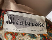 Midbrooke 60s Tapestry Coat Mod Colorful Pattern Double Breasted Belted Back XS