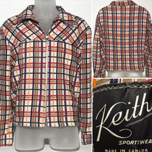 1960s Plaid Rayon Linen Men's Short Waist Jacket From Keiths Sportswear
