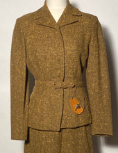 1950s Sage Green Woman's Belted Wool Suit By Betty Rose