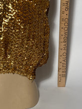 Creations III 1980s Black, Gold, & White Strapped Sequin Half Tube Top